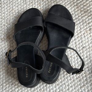 Portland Leather Patina Black Platform Sandals